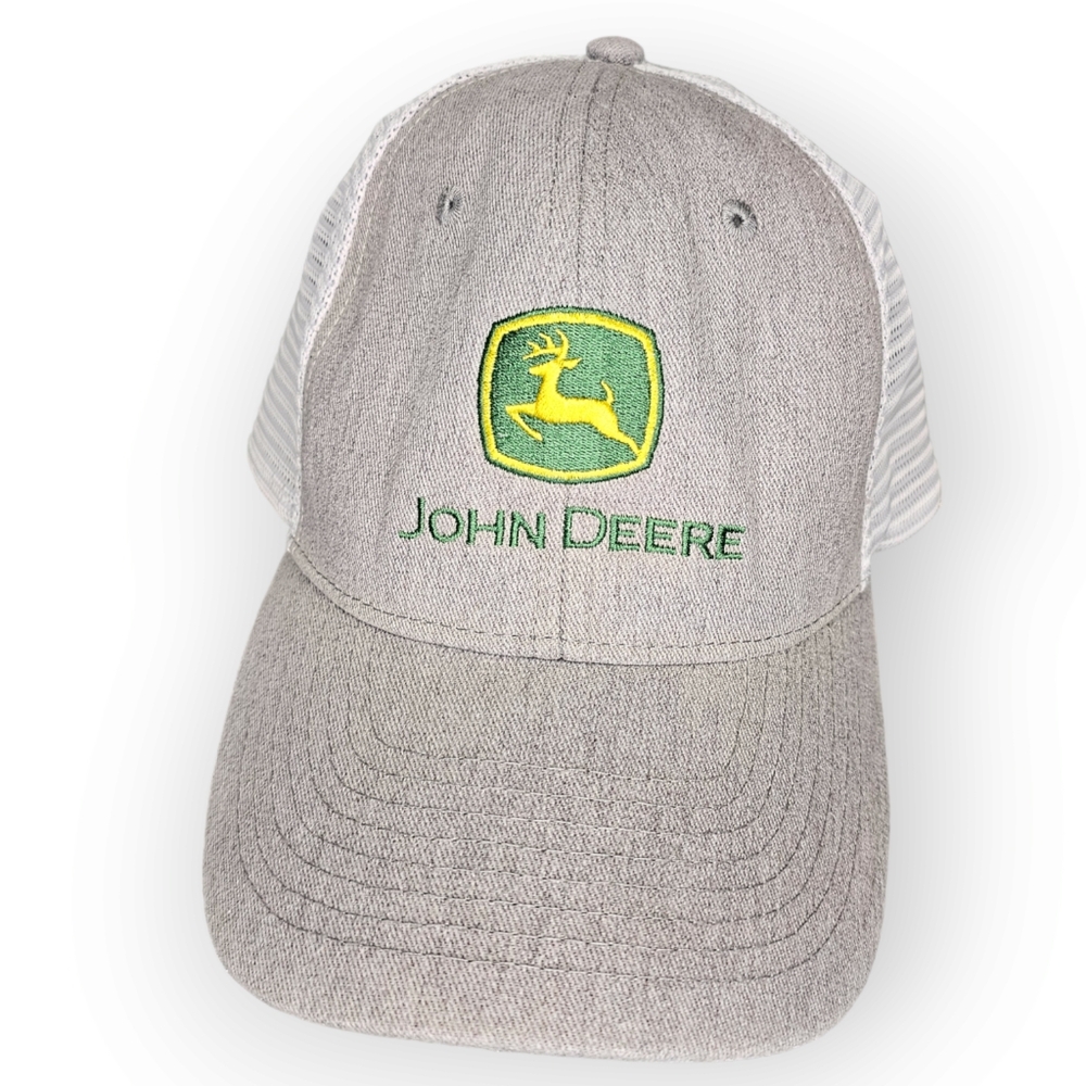 Unisex John Deere JD Logo Tractor Hat Cap Infinity Snapback Grey White